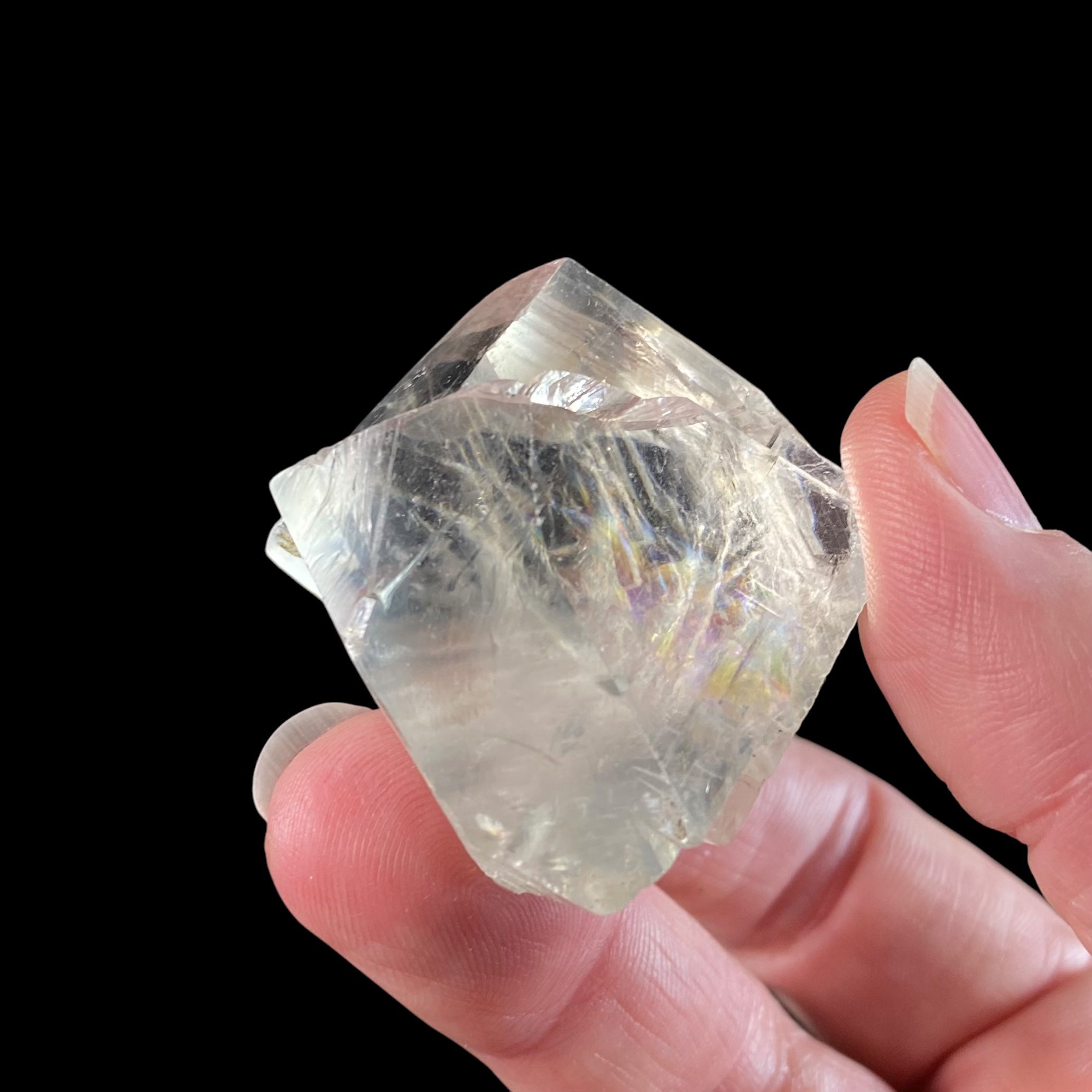 Light Golden Calcite Crystal Cluster with Rainbows