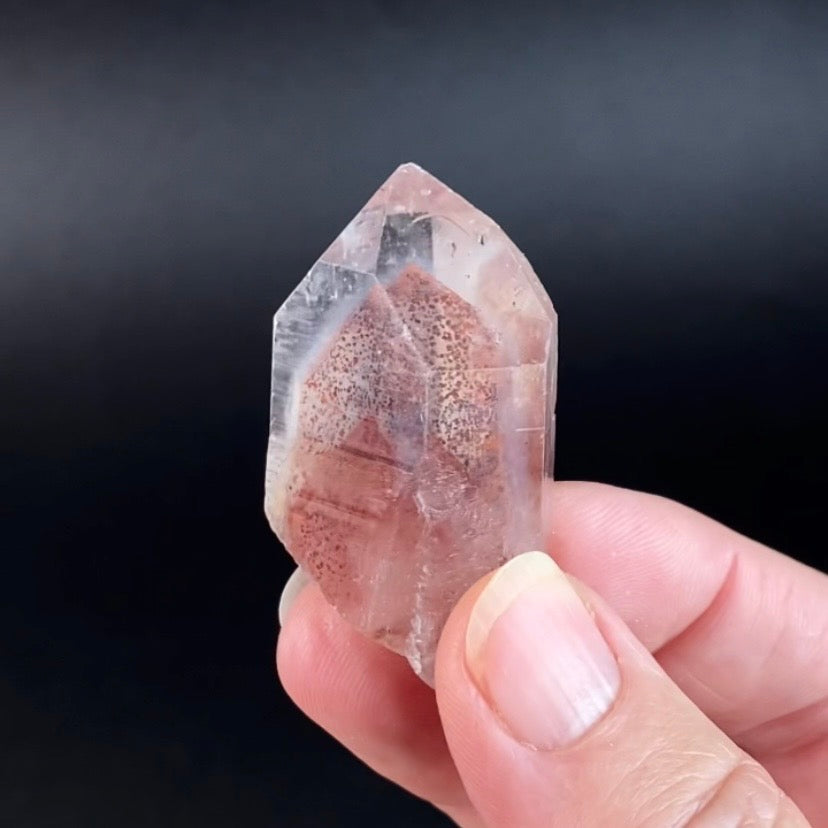 Red Hematite Double Phantom Sunset Quartz Crystal - Tamil Nadu, India