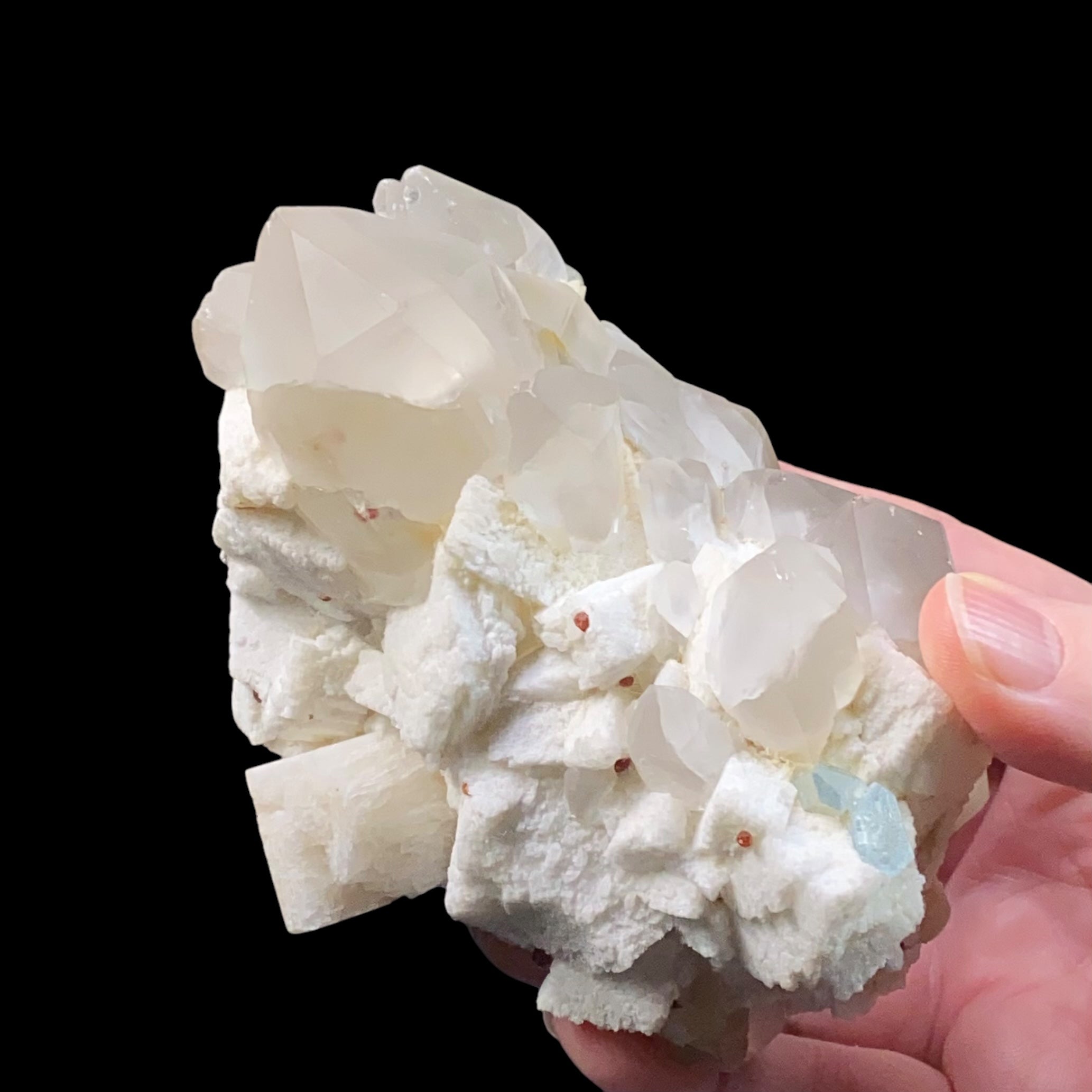 Garnet Crystals with Quartz, Feldspar & Aquamarine