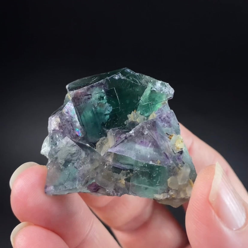 Green and Purple Cubic Fluorite Specimen, Okorusu Mine, Namibia