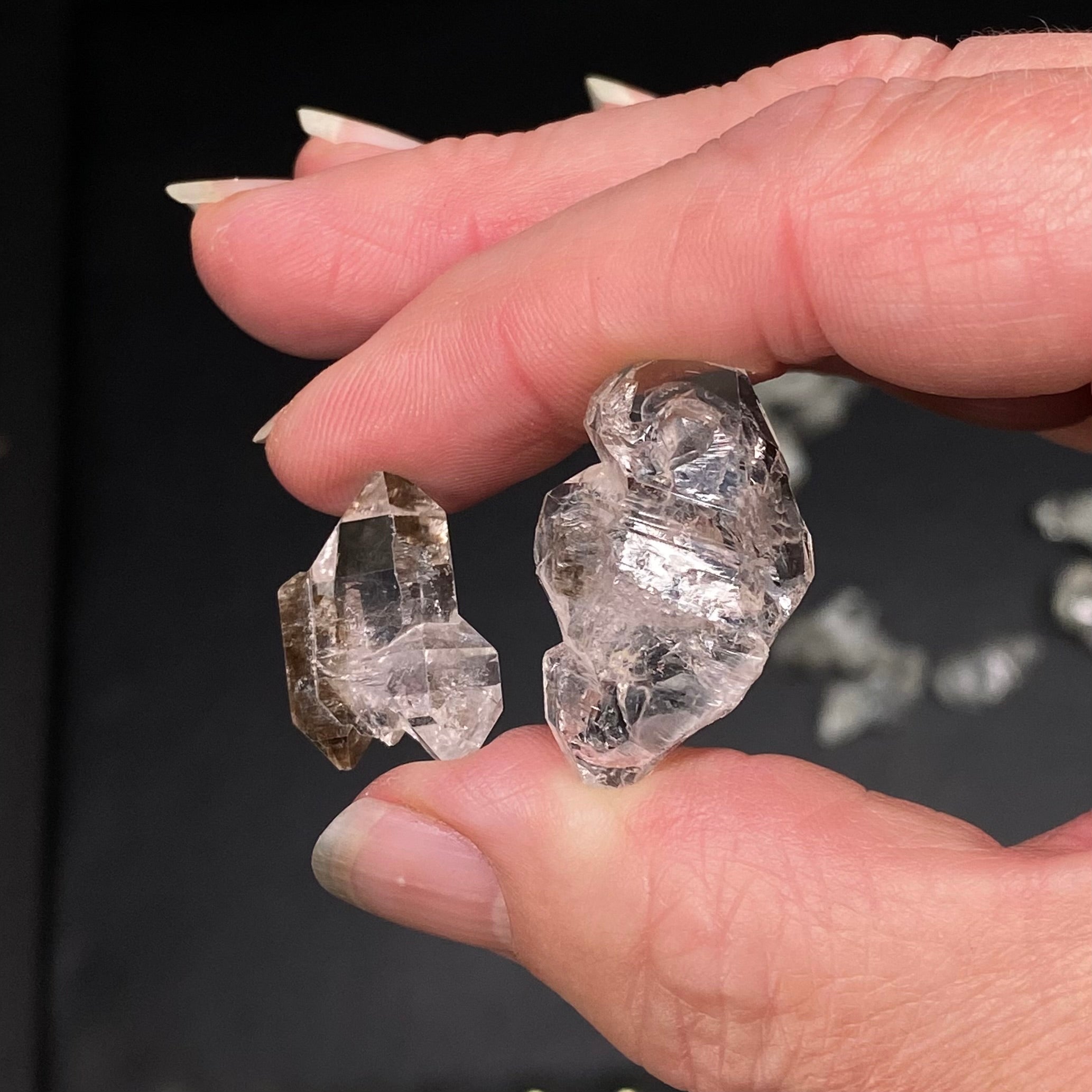 ONE Unique Double Terminated Quartz Crystal with Fluorescent Inclusions
