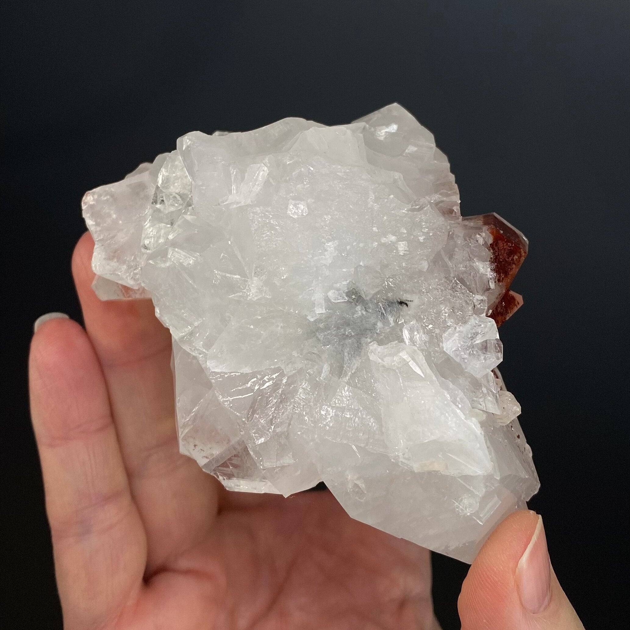 Apophyllite Crystal Cluster with Hematite from Jalgaon, Maharashtra, India