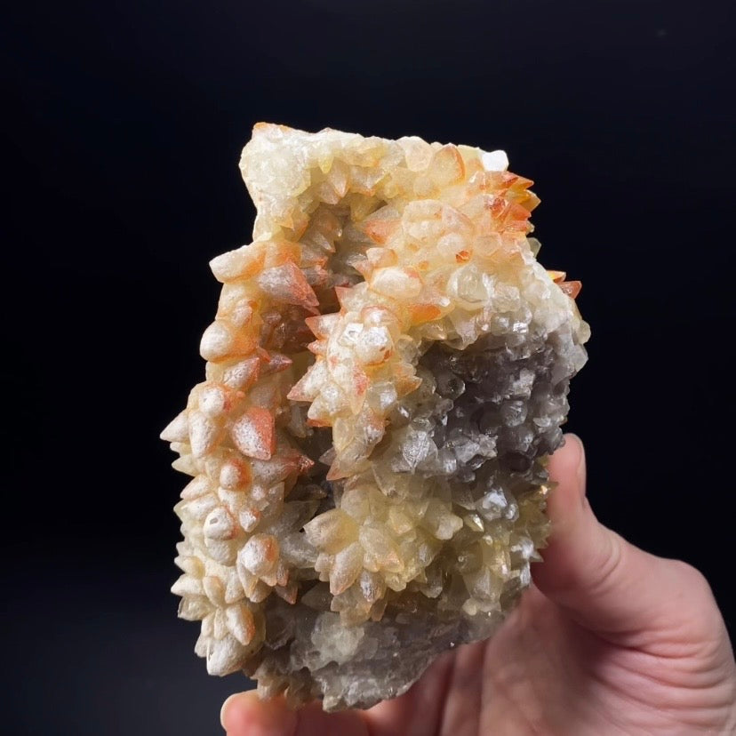 Scalenohedral Dog Tooth Calcite Crystal Cluster with Natural Iridescent Iron Oxide Surface