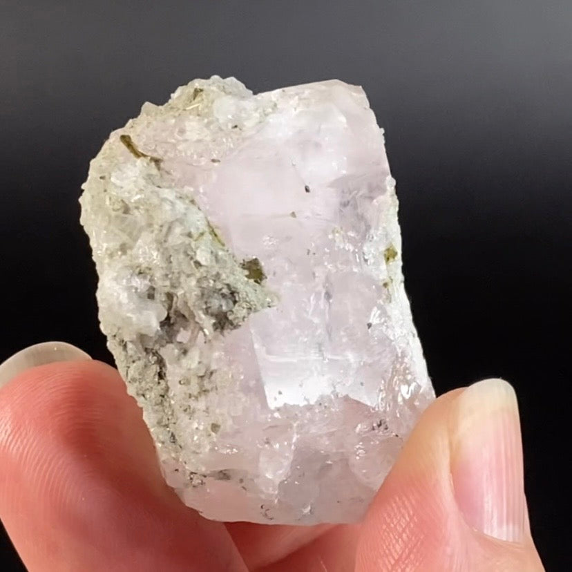 Morganite Crystal with Green Tourmaline & Albite