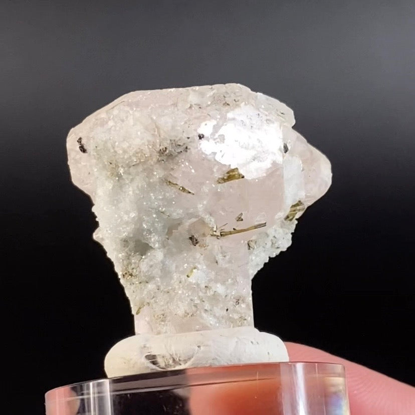 Pink Morganite Scepter Crystal with Green Tourmaline & Albite var Cleavelandite