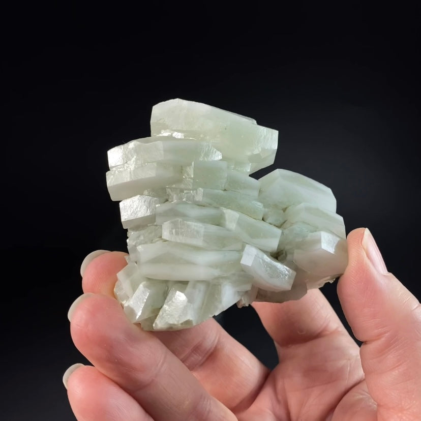 Fluorescent Hexagonal Sandwich Calcite Crystal Cluster