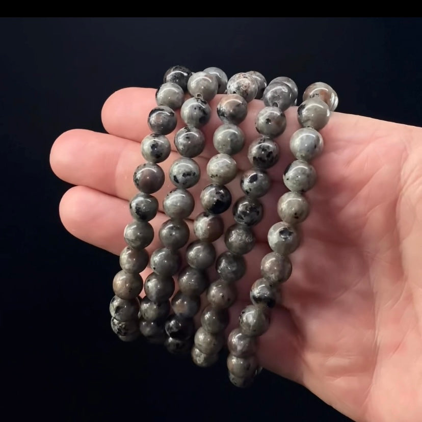 Fluorescent Sodalite and Syenite Yooperlite-Like Bead Stretch Bracelet