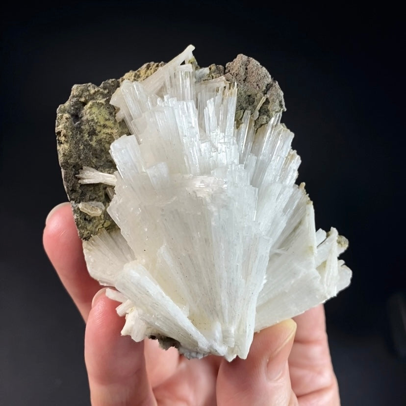 Radiating Scolecite Crystals in Basalt Pocket