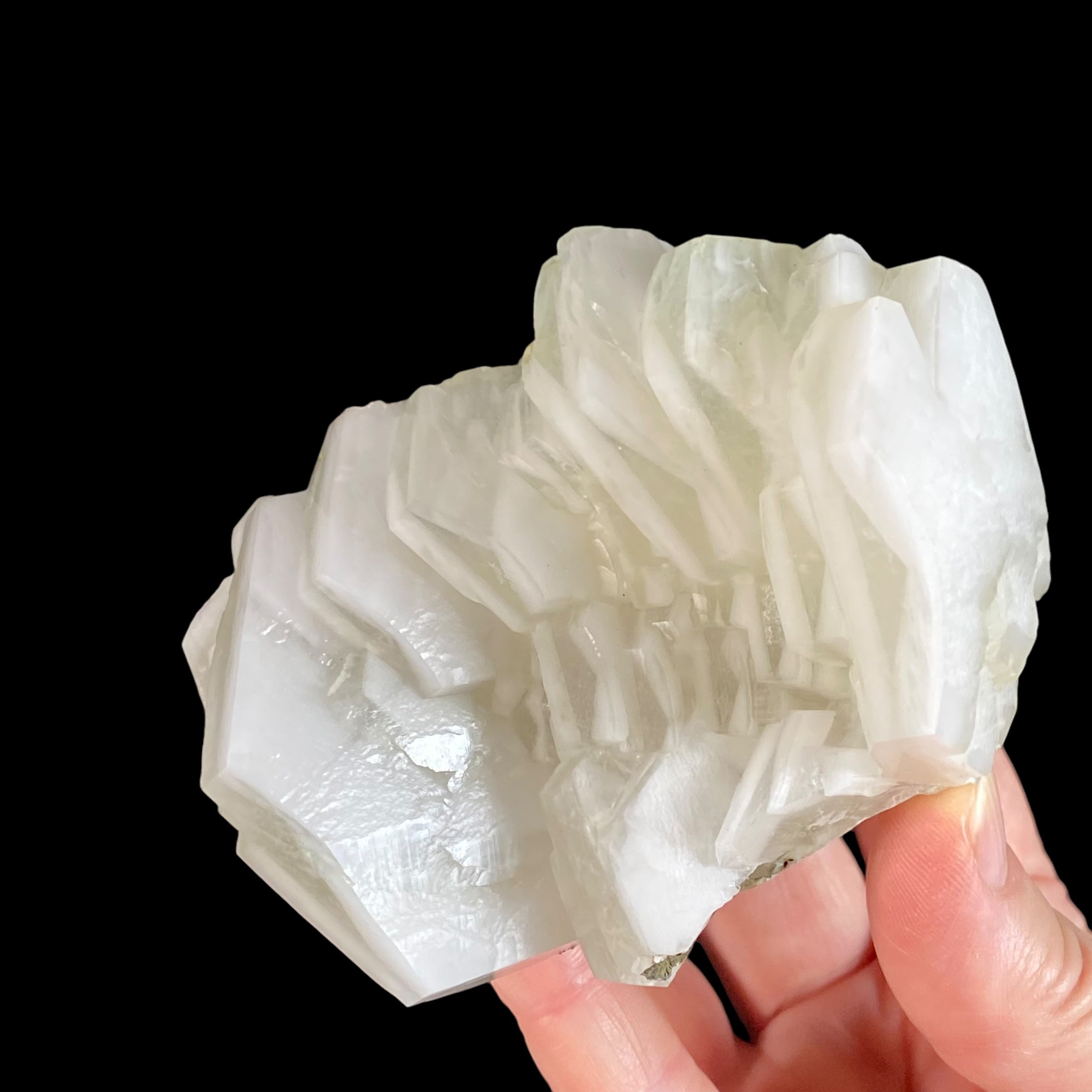 Fluorescent Hexagonal Sandwich Calcite Crystal Cluster
