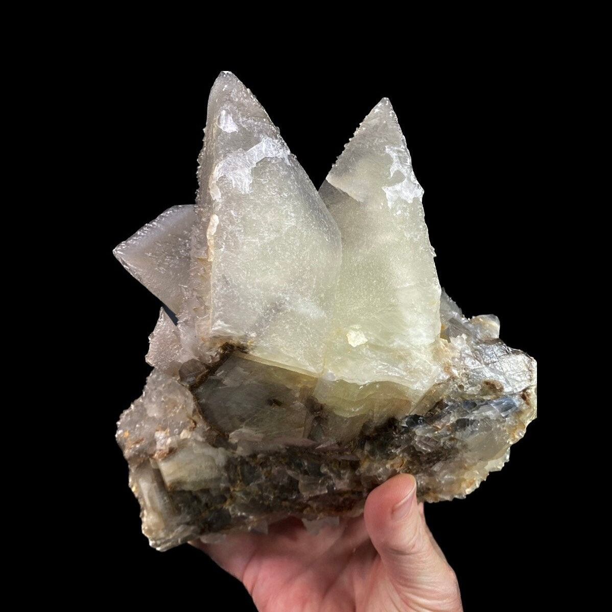 Scalenohedral Dogtooth Calcite Cluster with Minor Fluorite