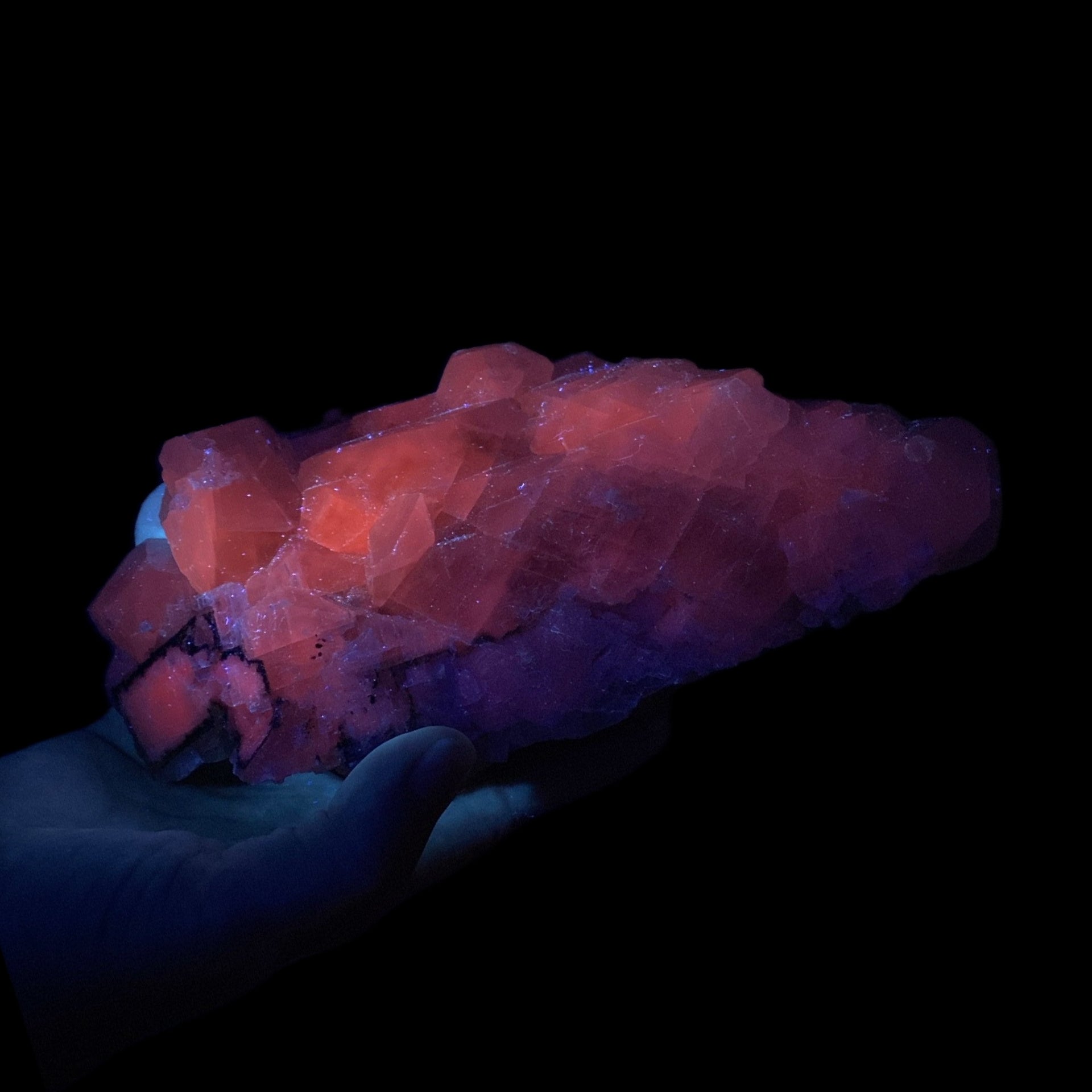 Fluorescent Calcite Cluster from Trepça Mines, Kosovo