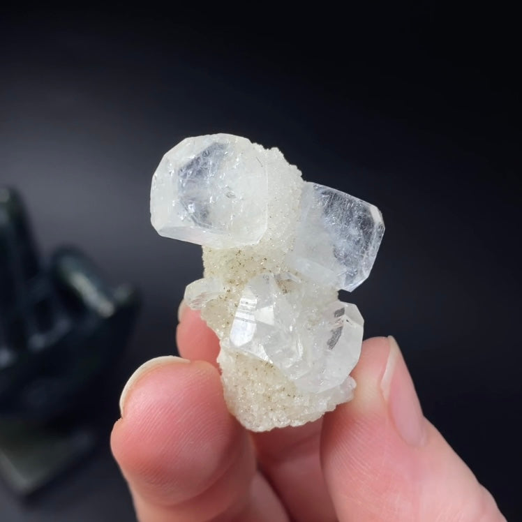 Clear Apophyllite Stalactite Formation Cluster with Quartz