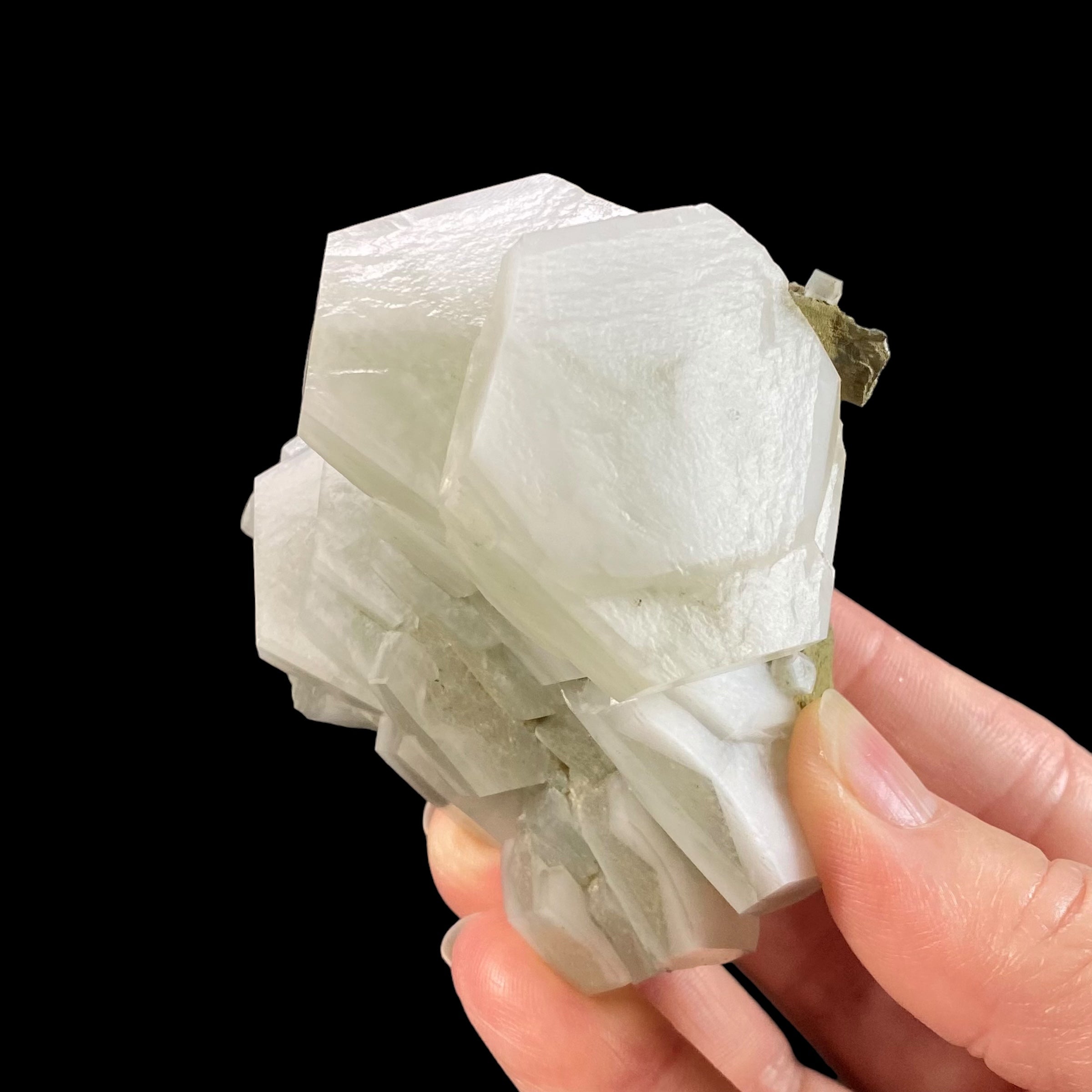 Fluorescent Hexagonal Sandwich Calcite Crystal Cluster