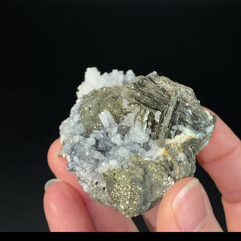 Pyrite After Pyrrhotite with Calcite, Quartz & Boulangerite from Trepca Mine Complex, Kosovo