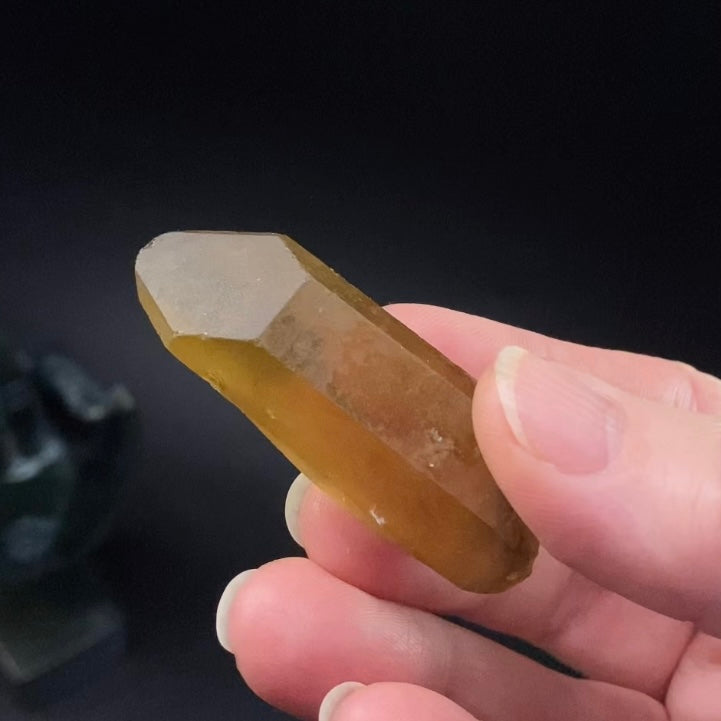 Double Terminated Smoky Citrine Crystal with Twin Termination from Chibuku Mine, Zimbabwe