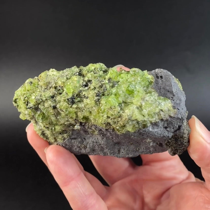 Peridot Crystals on Basalt Matrix from San Carlos, Globe, Arizona