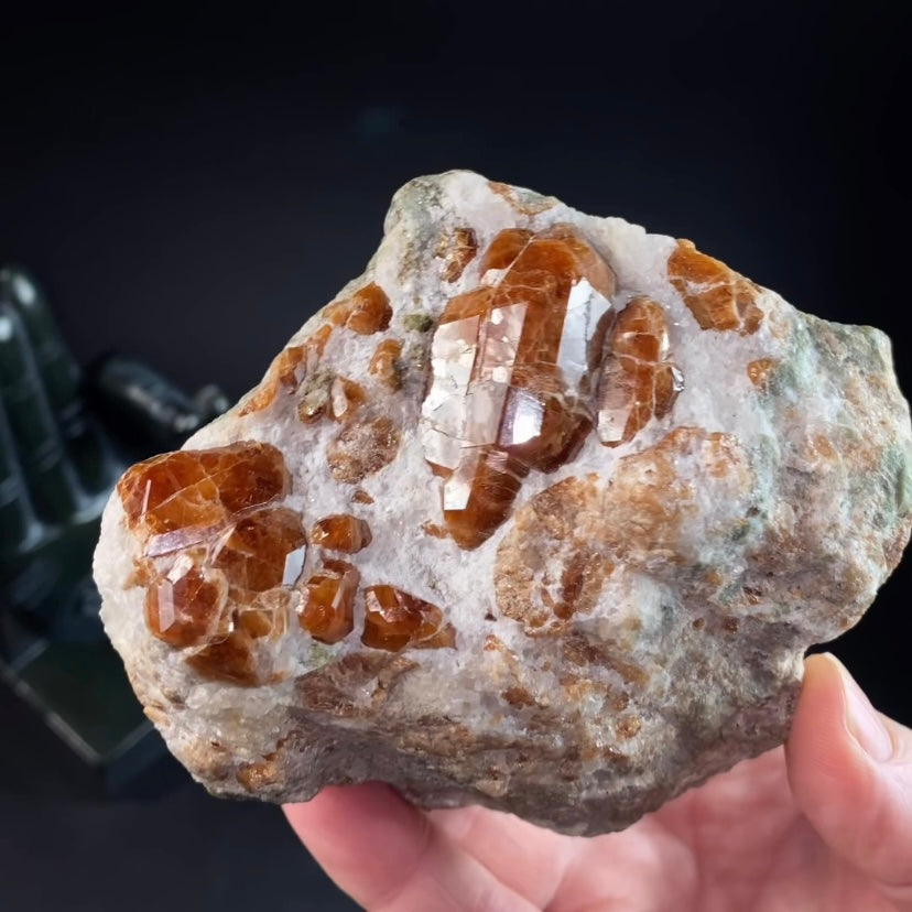 Orange Hessonite Garnets on Matrix