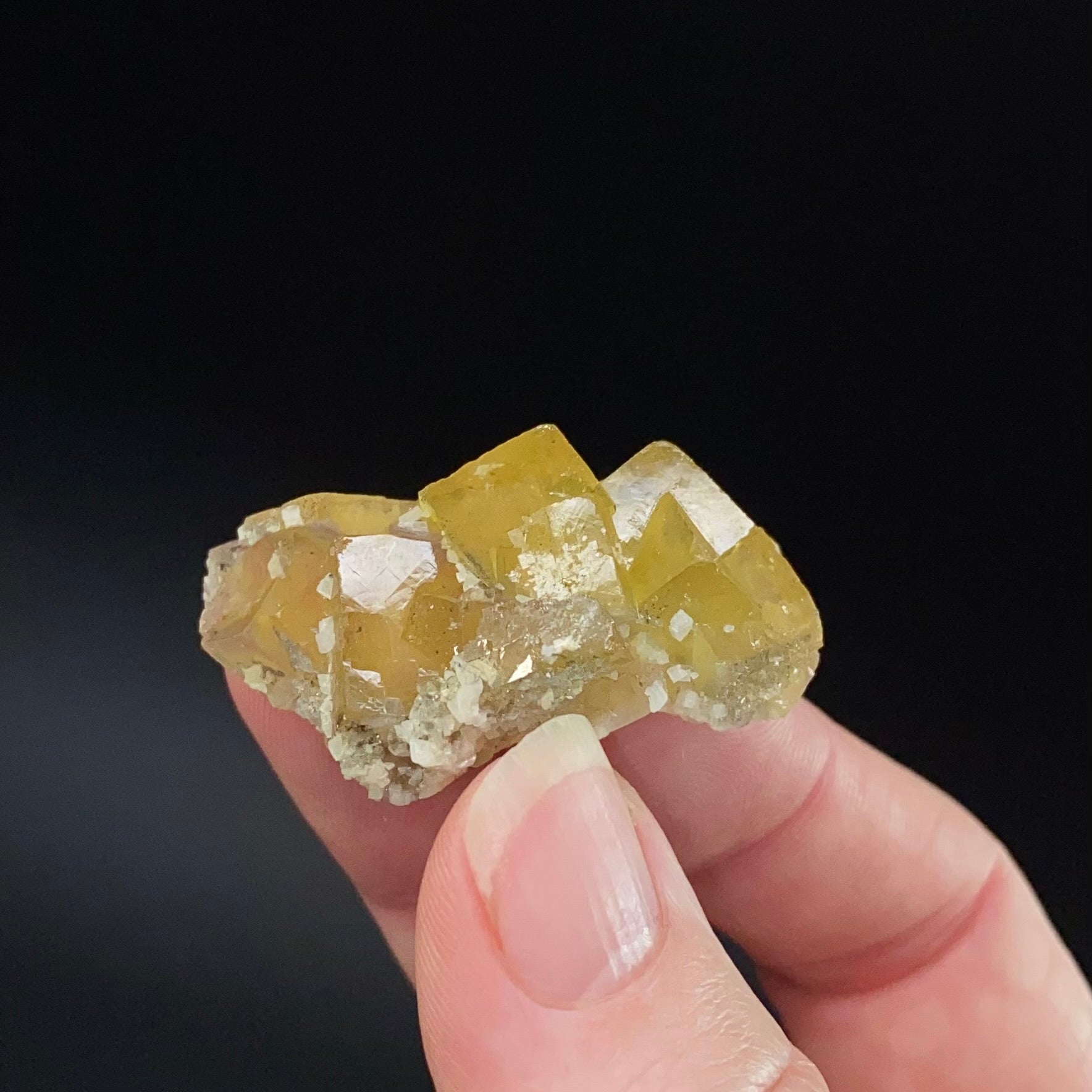 Yellow Moscona Cubic Fluorite Cluster from Asturias Spain