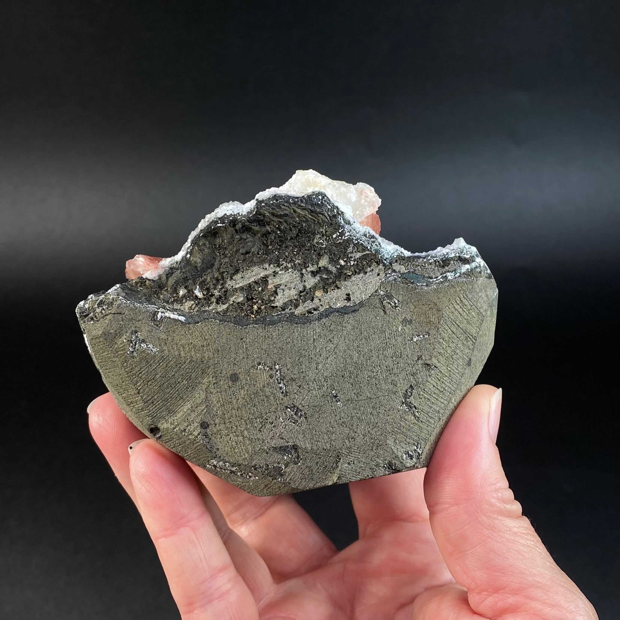 Phosphorescent Calcite Crystals with Druzy Quartz & Heulandite in Chalcedony Lined Basalt Pocket