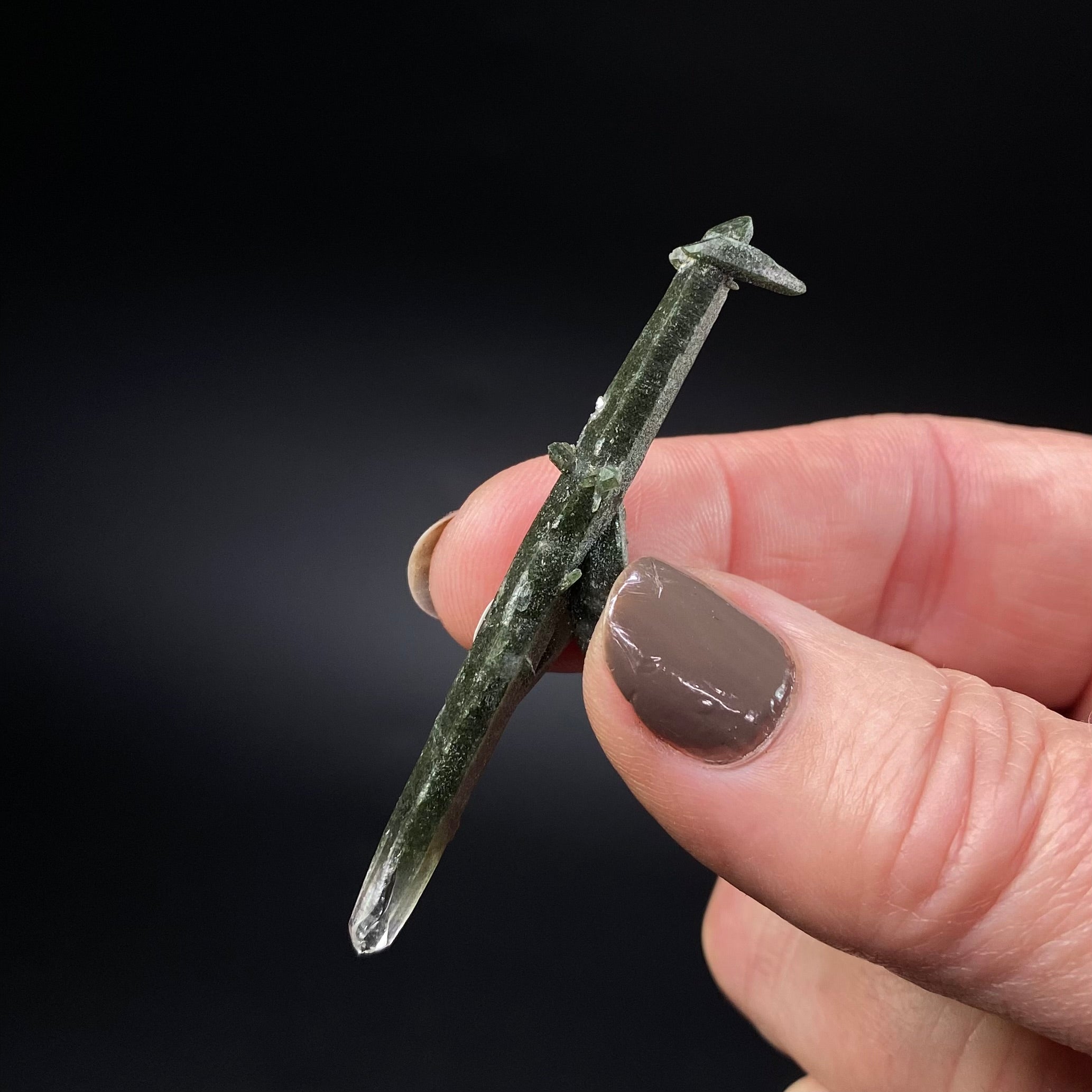 Double Terminated Himalayan Laser Chlorite Included Quartz Cluster from Ganesh Himal, Nepal