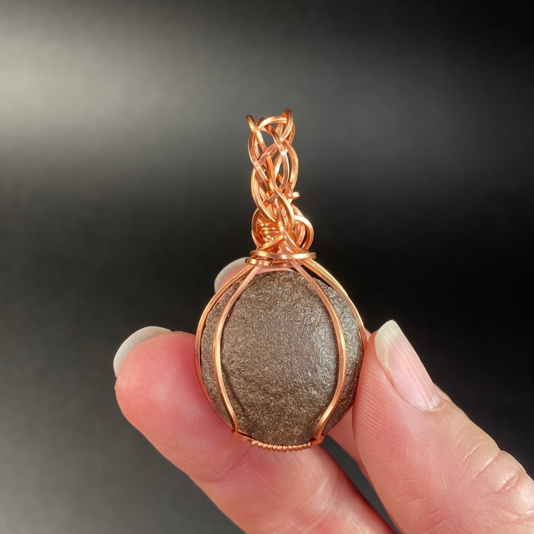 Shaman Stone aka Moqui Marble and Raw Copper Handmade Wire Wrapped Pendant