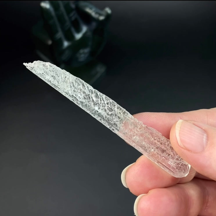 Natural Etched Spodumene Crystal Blade Clear Kunzite, Triphane from Minas Gerais, Brazil