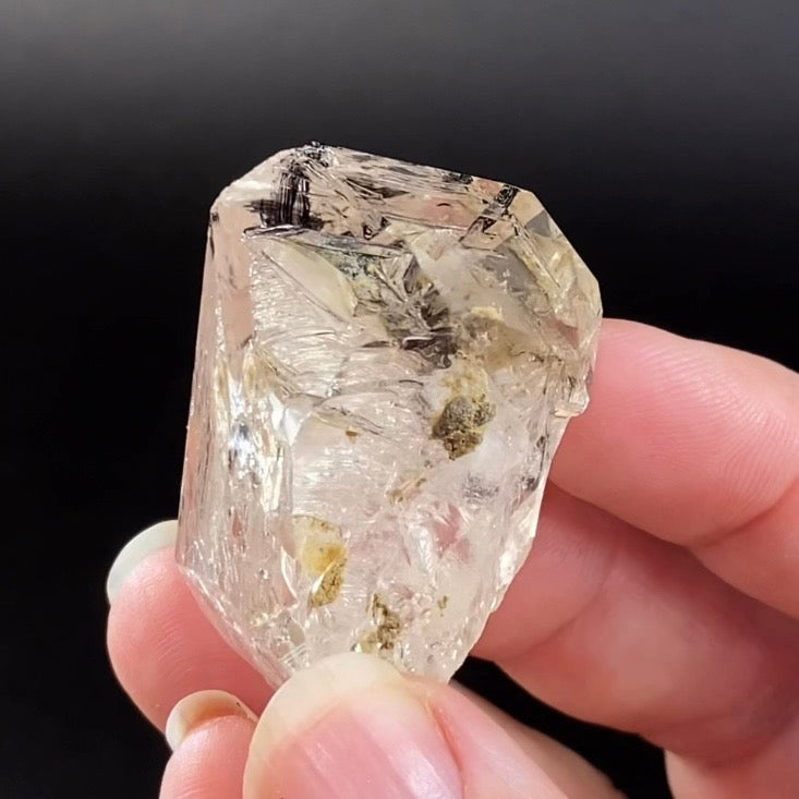 Double Terminated Diamond Style Fenster Quartz Crystal with Enhydro Water Inclusion