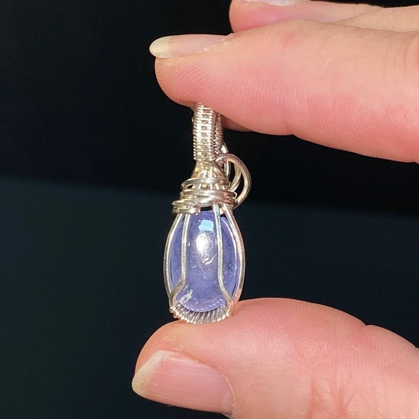 Tanzanite & Sterling Silver Wire Wrapped Pendant