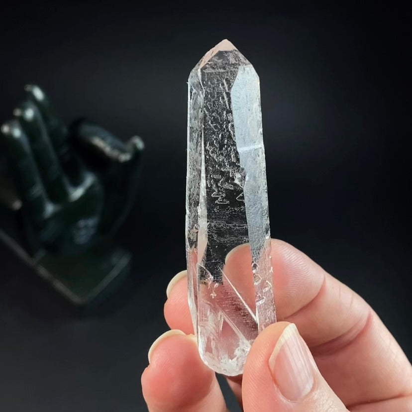 Water Clear Trigonal Habit Quartz Crystal with Starbrary Markings, Minas Gerais, Brazil