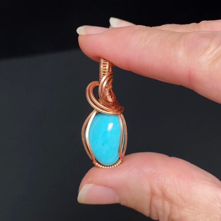 Turquoise & Copper Wire Wrapped Pendant