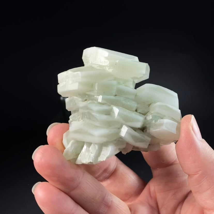 Fluorescent Hexagonal Sandwich Calcite Crystal Cluster