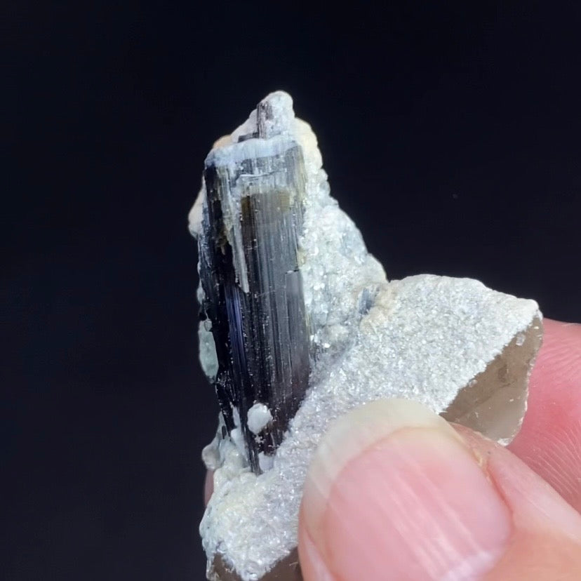 Bicolor Black Tourmaline Schorl Crystal with Smoky Quartz and Feldspar from Shigar Valley, Pakistan