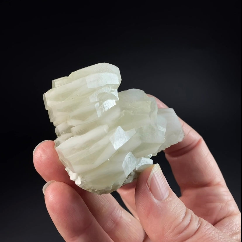 Fluorescent Hexagonal Sandwich Calcite Crystal Cluster