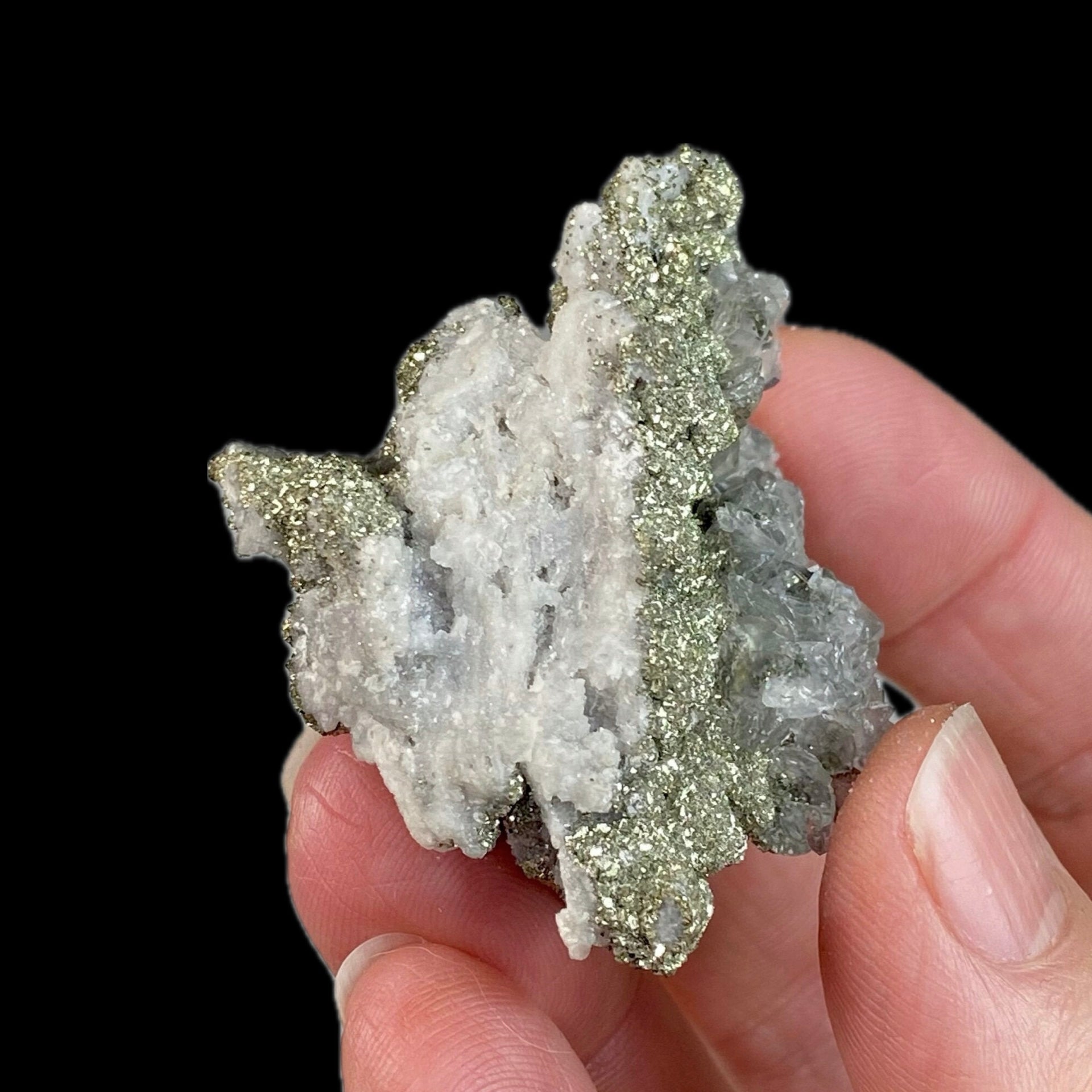 Pyrite After Pyrrhotite with Calcite from Trepca Mine Complex, Kosovo