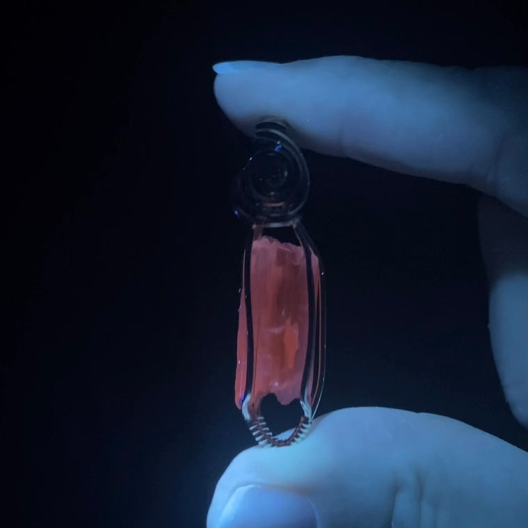 Clear Spodumene Kunzite Crystal & Sterling Silver Wire Wrapped Pendant