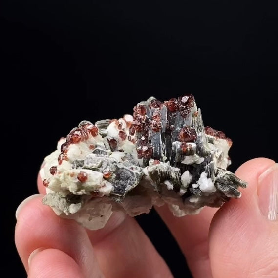Red Garnets on Albite Matrix with Mica and Quartz
