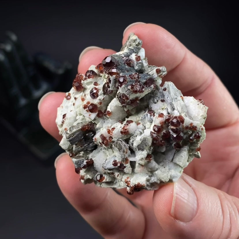 Red Garnets on Albite Matrix with Mica and Quartz