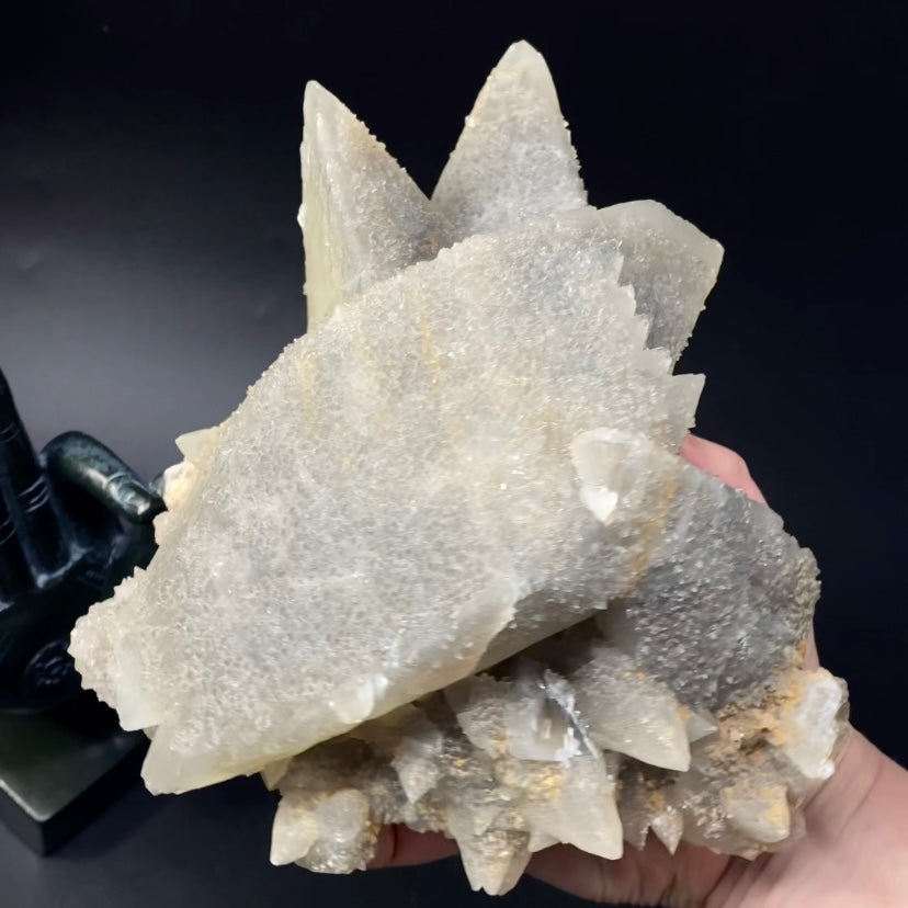 Scalenohedral Dogtooth Calcite Cluster with Minor Fluorite