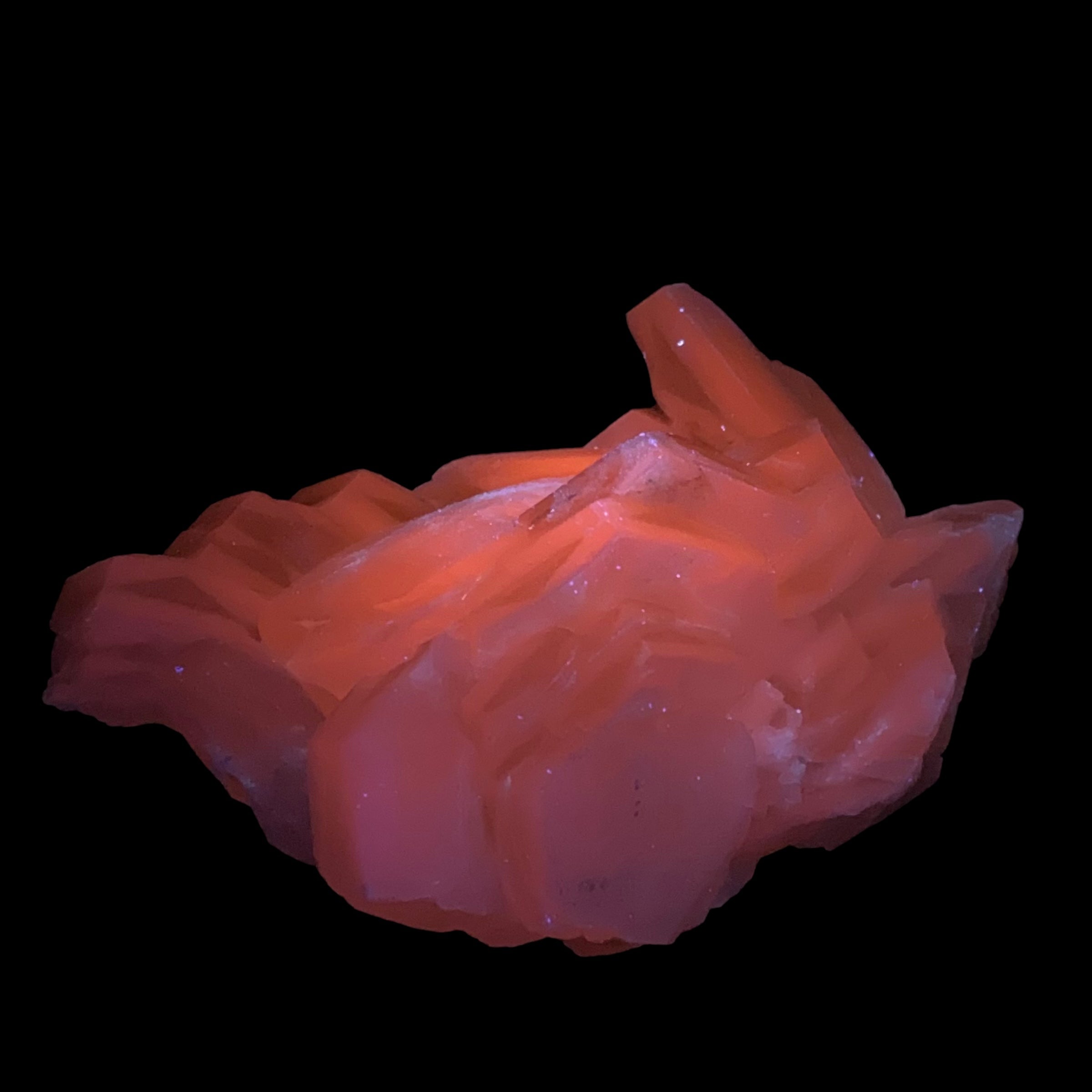 Fluorescent Hexagonal Sandwich Calcite Crystal Cluster