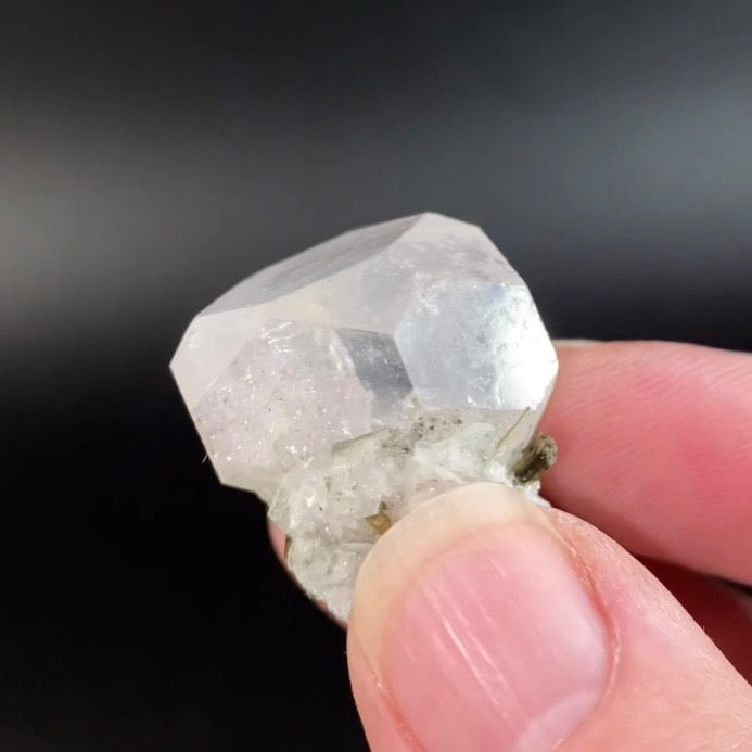 Aqua Morganite Crystal with Cat’s Eye Green Tourmaline & Albite