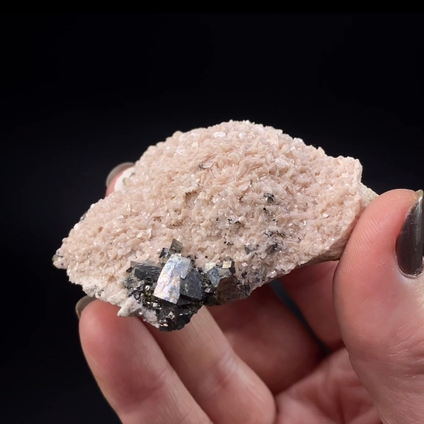 Kosovo Rhodochrosite Crystal Cluster with Arsenopyrite from Trepca Mines