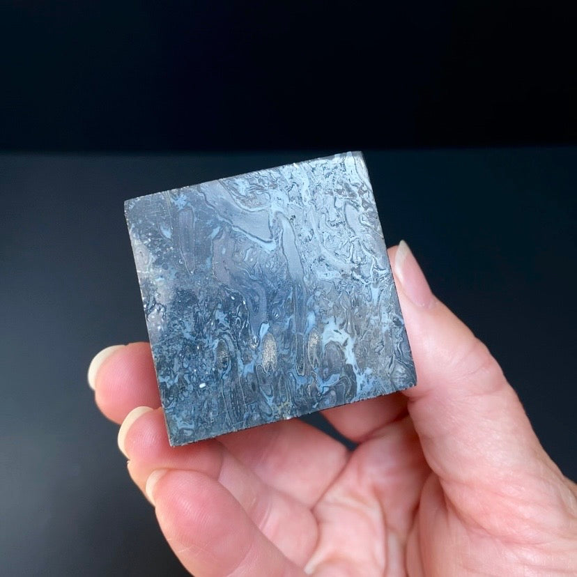 Fossilized Palm Root Ball Polished Cube from Sumatra, Indonesia
