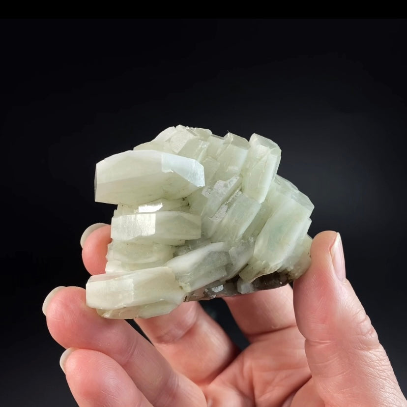 Fluorescent Hexagonal Sandwich Calcite Crystal Cluster