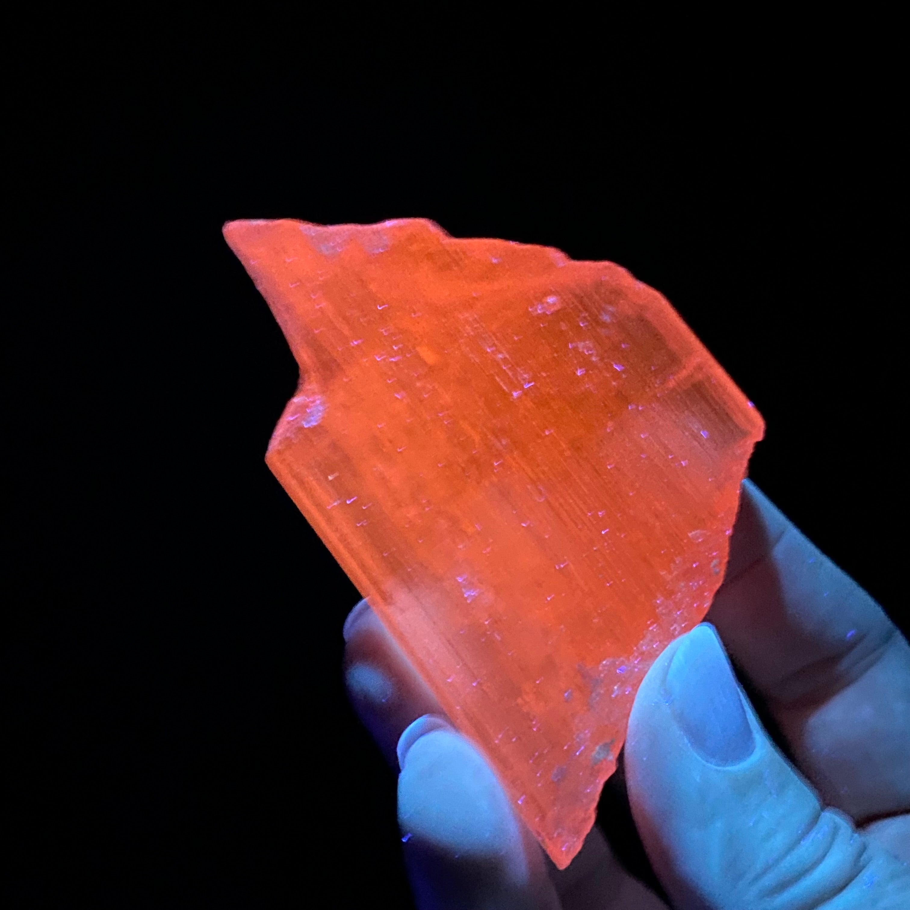Large Pink Kunzite Spodumene Crystal, Fluorescent