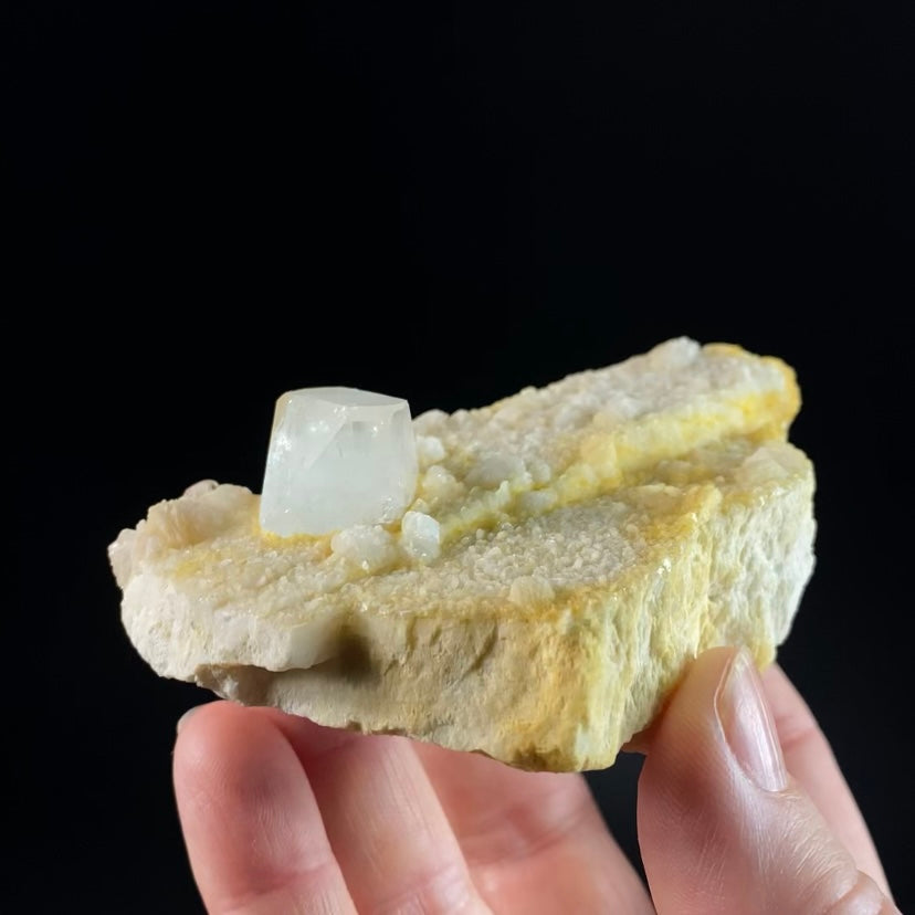 Clear Topaz with on Microcline Feldspar with Lepidolite Rosettes & Iron Oxide