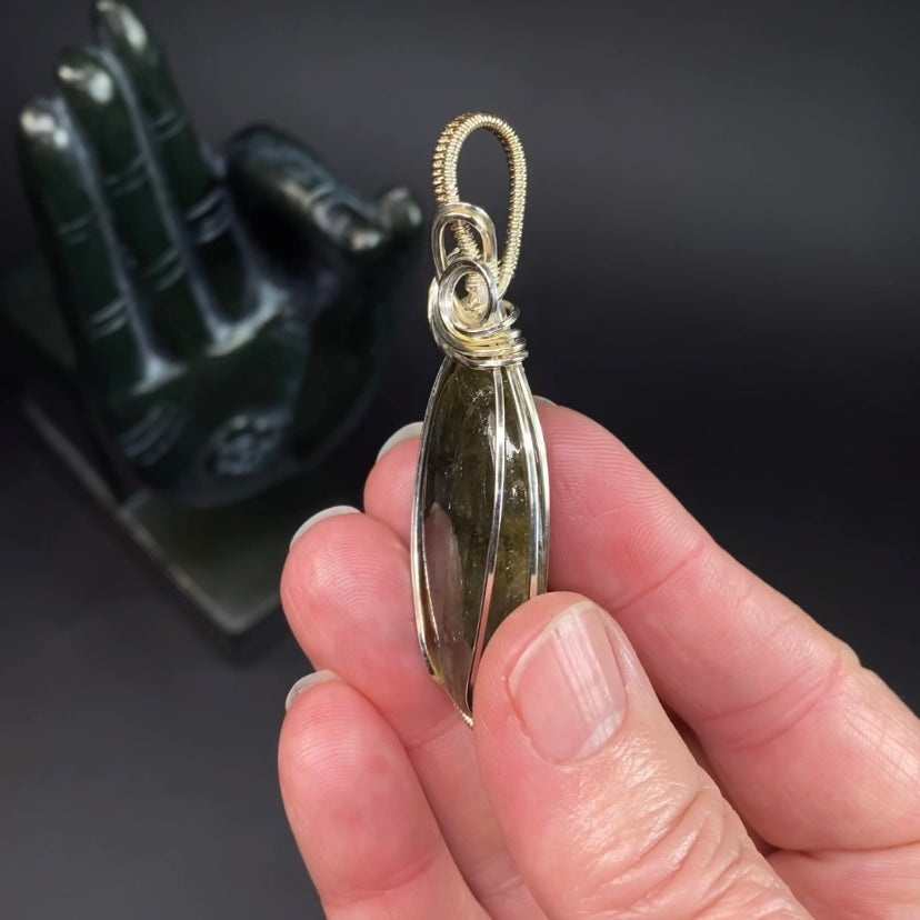 Labradorite & Sterling Silver Wire Wrapped Pendant, Natural Stone & Crystal Jewelry