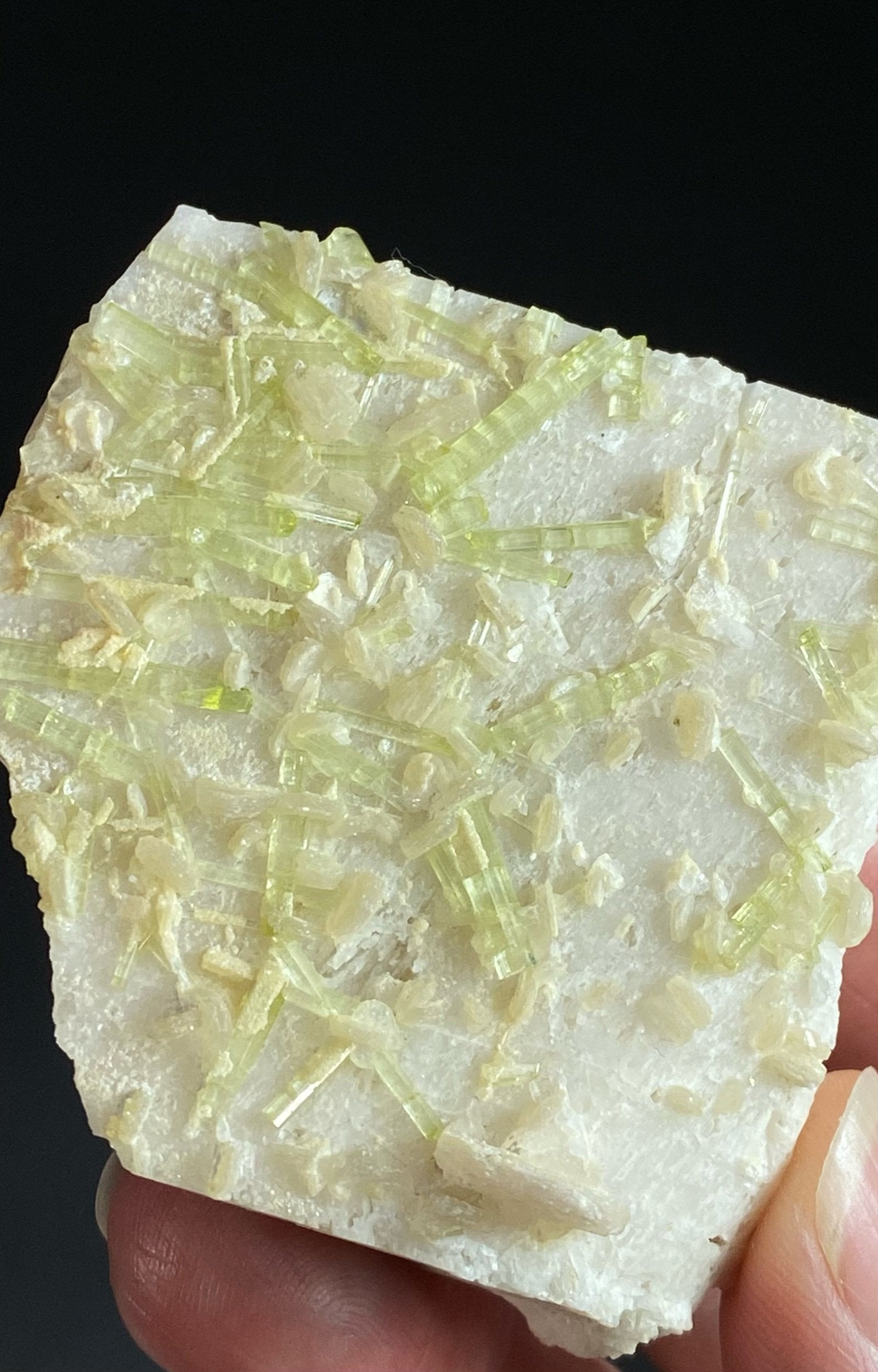 Light Green Tourmaline & Lepidolite on Feldspar Matrix