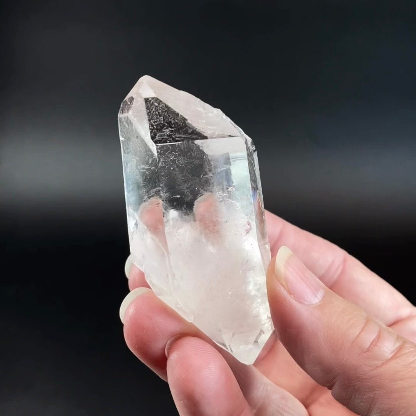 Water Clear Double Terminated Quartz Crystal with Starbrary Markings, Minas Gerais, Brazil