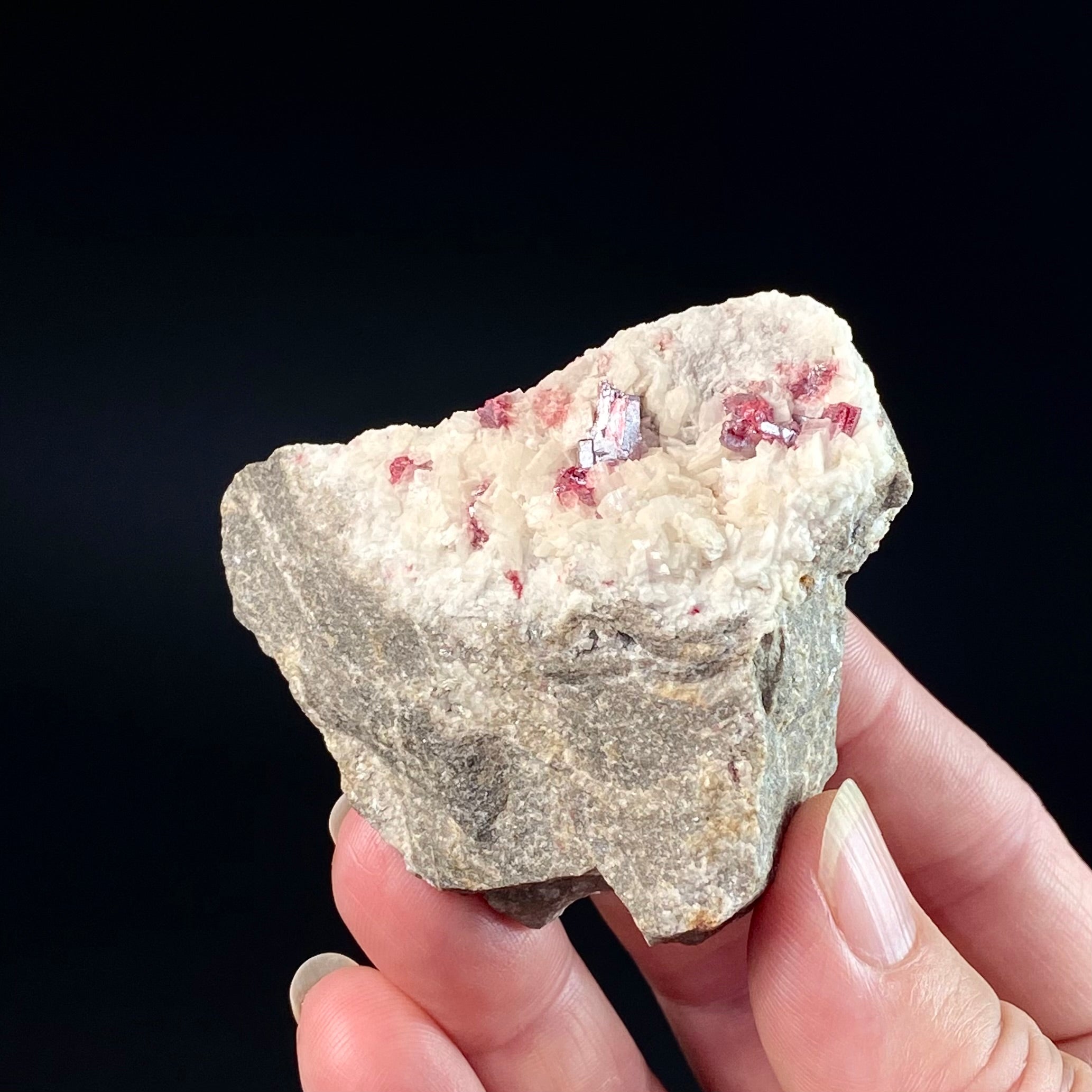 Red Cinnabar Crystals on Dolomite, Tongren Mine, Guizhou, China