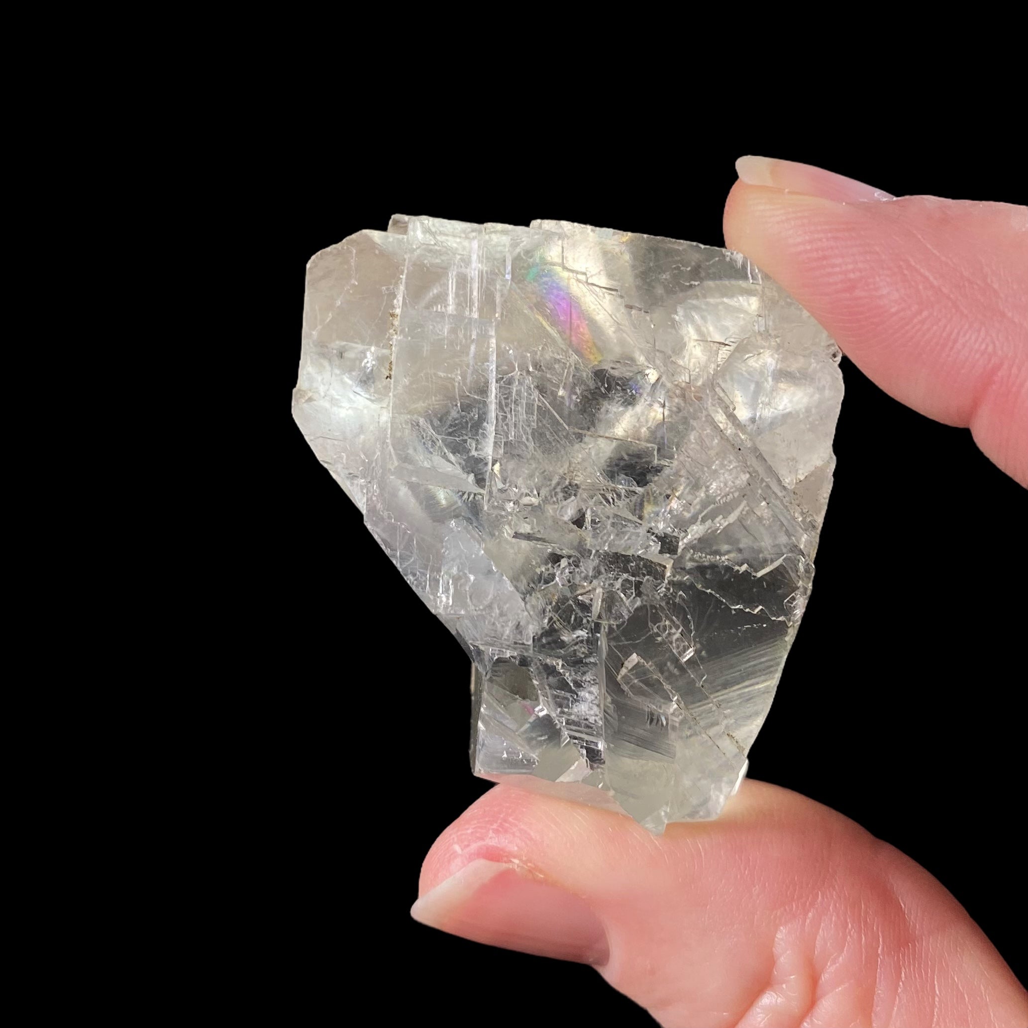 Light Golden Calcite Crystal Cluster with Rainbows